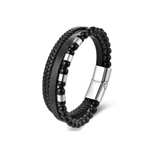 Leather Braided Steel Bracelet